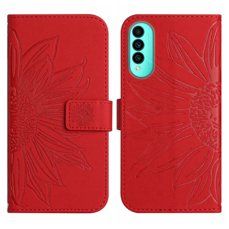 Skin Feel Custodia per cellulare in pelle con motivo a fiori di sole con cordino, For Wiko T50, For Google Pixel 6