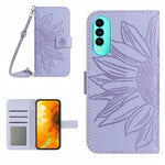 Skin Feel Custodia per cellulare in pelle con motivo a fiori di sole con cordino, For Wiko T50, For Google Pixel 6