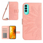 Skin Feel Custodia per cellulare in pelle con motivo a fiori di sole con cordino, For Wiko T50, For Google Pixel 6