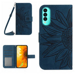 Skin Feel Custodia per cellulare in pelle con motivo a fiori di sole con cordino, For Wiko T50, For Google Pixel 6