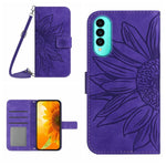 Skin Feel Custodia per cellulare in pelle con motivo a fiori di sole con cordino, For Wiko T50, For Google Pixel 6