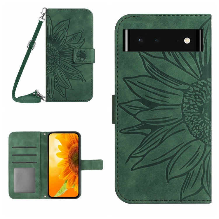 Skin Feel Custodia per cellulare in pelle con motivo a fiori di sole con cordino, For Wiko T50, For Google Pixel 6