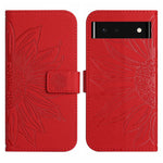Skin Feel Custodia per cellulare in pelle con motivo a fiori di sole con cordino, For Google Pixel 6 Pro, For Google Pixel 6A