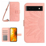 Skin Feel Custodia per cellulare in pelle con motivo a fiori di sole con cordino, For Google Pixel 6 Pro, For Google Pixel 6A