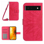 Skin Feel Custodia per cellulare in pelle con motivo a fiori di sole con cordino, For Google Pixel 6 Pro, For Google Pixel 6A