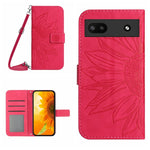 Skin Feel Custodia per cellulare in pelle con motivo a fiori di sole con cordino, For Google Pixel 6 Pro, For Google Pixel 6A