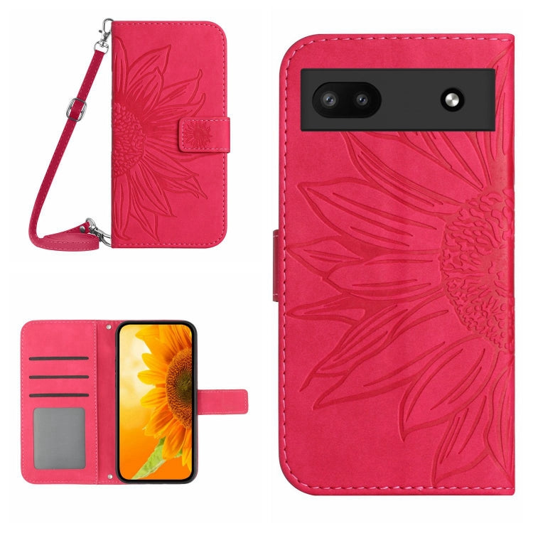 Skin Feel Custodia per cellulare in pelle con motivo a fiori di sole con cordino, For Google Pixel 6 Pro, For Google Pixel 6A
