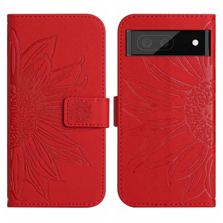 Skin Feel Custodia per cellulare in pelle con motivo a fiori di sole con cordino, For Google Pixel 7, For Google Pixel 7 Pro