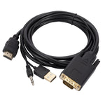 Cavo adattatore da VGA a HDMI con alimentatore per banda audio, lunghezza: 1,8 m