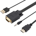 Cavo adattatore da VGA a HDMI con alimentatore per banda audio, lunghezza: 1,8 m