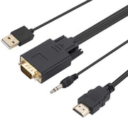 Cavo adattatore da VGA a HDMI con alimentatore per banda audio, lunghezza: 1,8 m