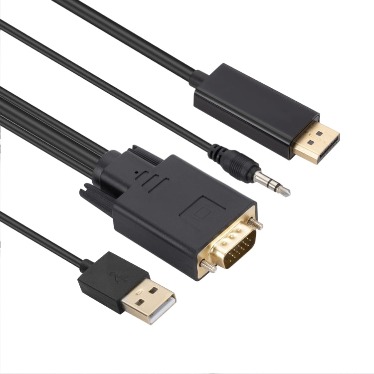 Cavo adattatore da VGA a DisplayPort con alimentatore banda audio, lunghezza: 1,8 m