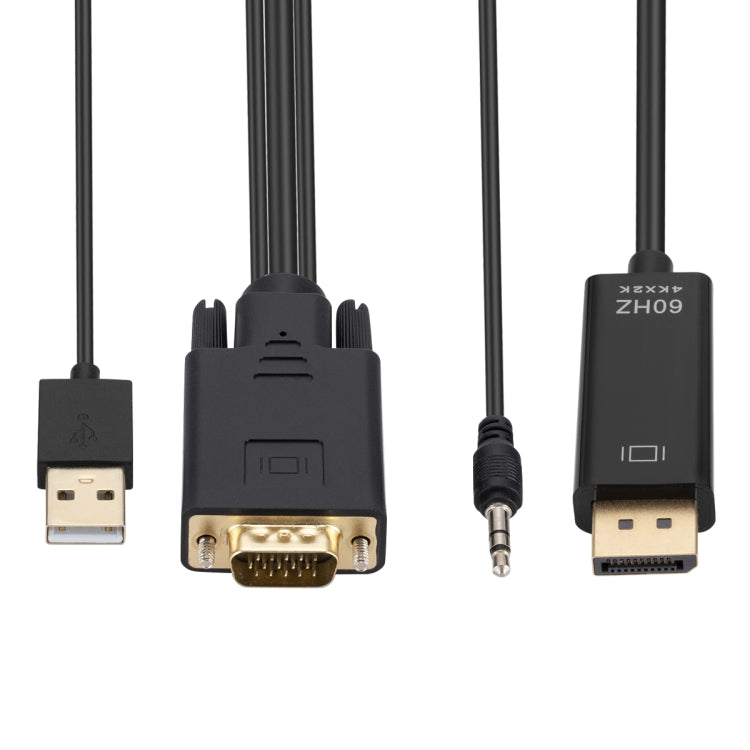 Cavo adattatore da VGA a DisplayPort con alimentatore banda audio, lunghezza: 1,8 m