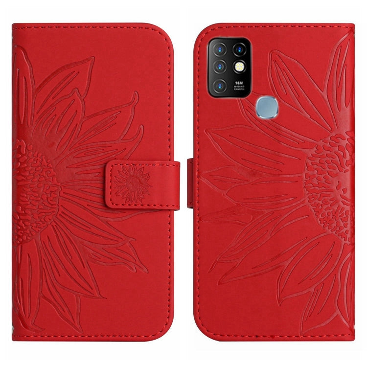 Skin Feel Custodia per cellulare in pelle con motivo a fiori di sole con cordino, For Infinix Hot 10, For Infinix Hot 10i / Smart 5 Pro