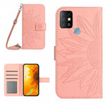 Skin Feel Custodia per cellulare in pelle con motivo a fiori di sole con cordino, For Infinix Hot 10, For Infinix Hot 10i / Smart 5 Pro