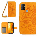 Skin Feel Custodia per cellulare in pelle con motivo a fiori di sole con cordino, For Infinix Hot 10, For Infinix Hot 10i / Smart 5 Pro