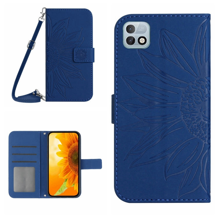Skin Feel Custodia per cellulare in pelle con motivo a fiori di sole con cordino, For Infinix Hot 10, For Infinix Hot 10i / Smart 5 Pro