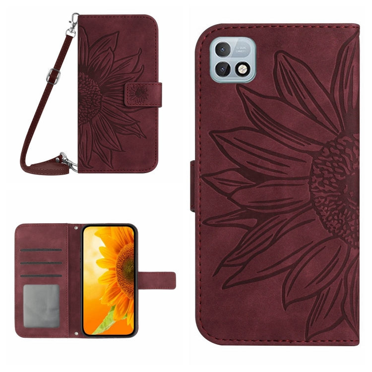 Skin Feel Custodia per cellulare in pelle con motivo a fiori di sole con cordino, For Infinix Hot 10, For Infinix Hot 10i / Smart 5 Pro