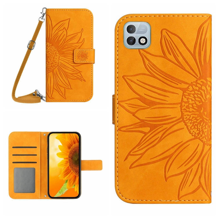 Skin Feel Custodia per cellulare in pelle con motivo a fiori di sole con cordino, For Infinix Hot 10, For Infinix Hot 10i / Smart 5 Pro