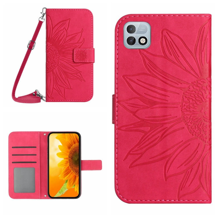 Skin Feel Custodia per cellulare in pelle con motivo a fiori di sole con cordino, For Infinix Hot 10, For Infinix Hot 10i / Smart 5 Pro