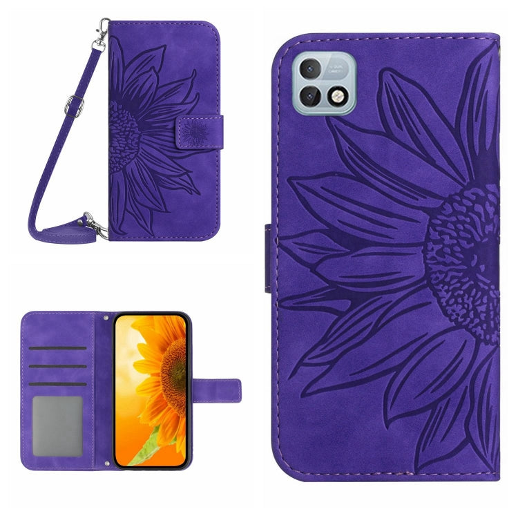 Skin Feel Custodia per cellulare in pelle con motivo a fiori di sole con cordino, For Infinix Hot 10, For Infinix Hot 10i / Smart 5 Pro