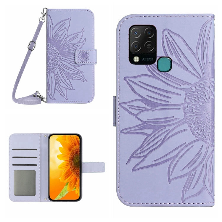 Skin Feel Custodia per cellulare in pelle con motivo a fiori di sole con cordino, For Infinix Hot 10S / 10S NFC, For Infinix Hot 11
