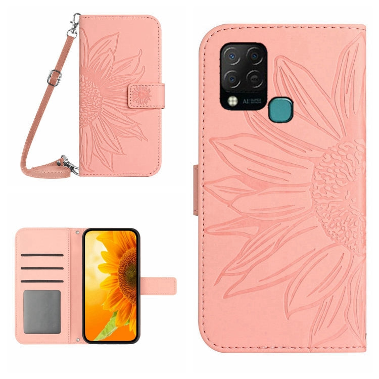 Skin Feel Custodia per cellulare in pelle con motivo a fiori di sole con cordino, For Infinix Hot 10S / 10S NFC, For Infinix Hot 11