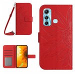 Skin Feel Custodia per cellulare in pelle con motivo a fiori di sole con cordino, For Infinix Hot 10S / 10S NFC, For Infinix Hot 11