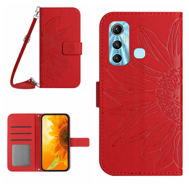 Skin Feel Custodia per cellulare in pelle con motivo a fiori di sole con cordino, For Infinix Hot 10S / 10S NFC, For Infinix Hot 11