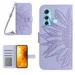 Skin Feel Custodia per cellulare in pelle con motivo a fiori di sole con cordino, For Infinix Hot 10S / 10S NFC, For Infinix Hot 11