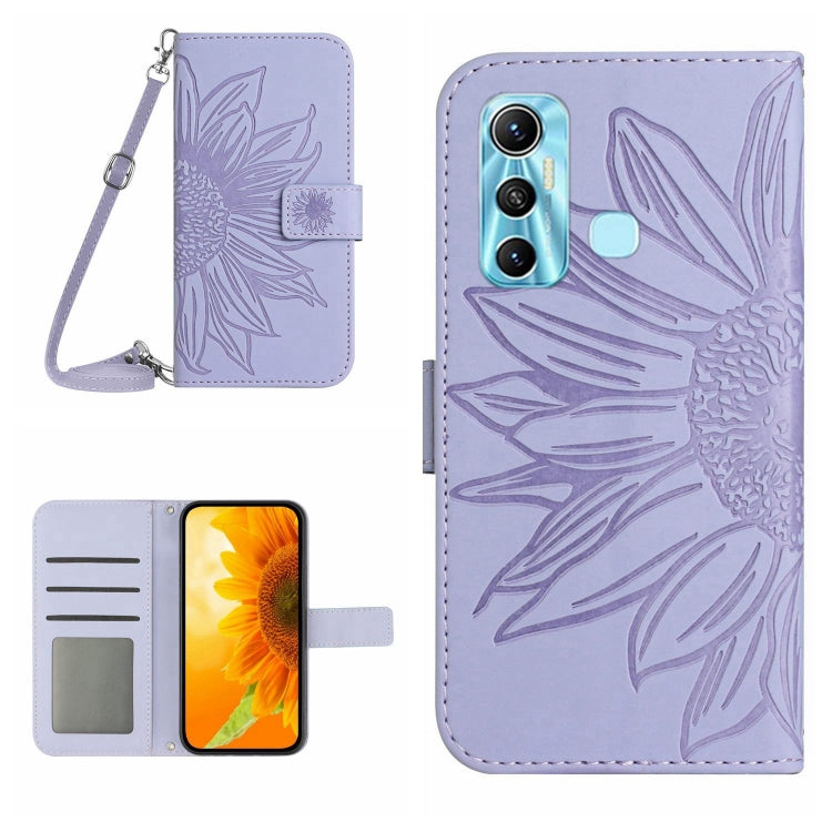 Skin Feel Custodia per cellulare in pelle con motivo a fiori di sole con cordino, For Infinix Hot 10S / 10S NFC, For Infinix Hot 11