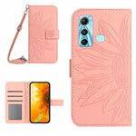 Skin Feel Custodia per cellulare in pelle con motivo a fiori di sole con cordino, For Infinix Hot 10S / 10S NFC, For Infinix Hot 11