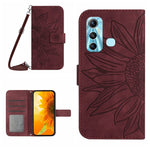 Skin Feel Custodia per cellulare in pelle con motivo a fiori di sole con cordino, For Infinix Hot 10S / 10S NFC, For Infinix Hot 11