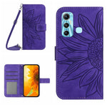 Skin Feel Custodia per cellulare in pelle con motivo a fiori di sole con cordino, For Infinix Hot 10S / 10S NFC, For Infinix Hot 11