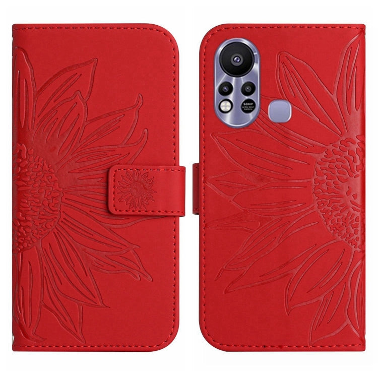 Skin Feel Custodia per cellulare in pelle con motivo a fiori di sole con cordino, For Infinix Hot 11S, For Infinix Hot 11S NFC