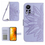 Skin Feel Custodia per cellulare in pelle con motivo a fiori di sole con cordino, For Infinix Hot 11S, For Infinix Hot 11S NFC