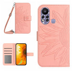 Skin Feel Custodia per cellulare in pelle con motivo a fiori di sole con cordino, For Infinix Hot 11S, For Infinix Hot 11S NFC