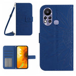 Skin Feel Custodia per cellulare in pelle con motivo a fiori di sole con cordino, For Infinix Hot 11S, For Infinix Hot 11S NFC
