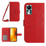 Skin Feel Custodia per cellulare in pelle con motivo a fiori di sole con cordino, For Infinix Hot 11S, For Infinix Hot 11S NFC