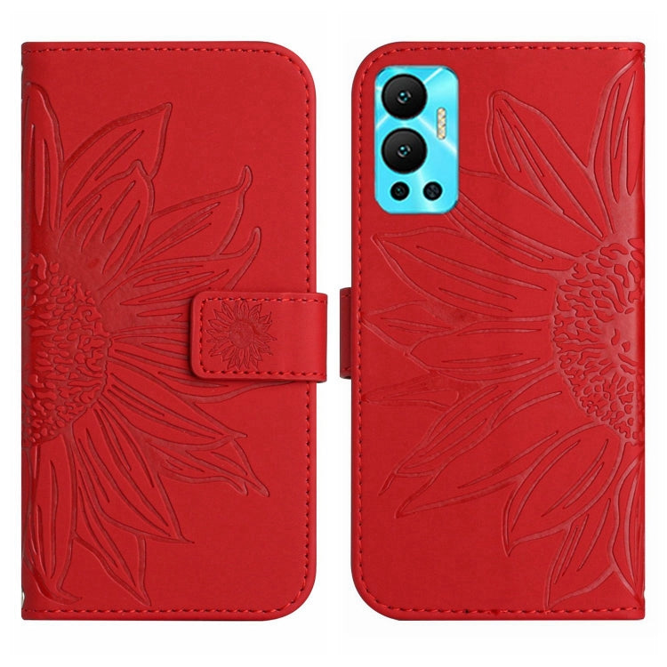 Skin Feel Custodia per cellulare in pelle con motivo a fiori di sole con cordino, For Infinix Hot 12, For Infinix Hot 12 Play