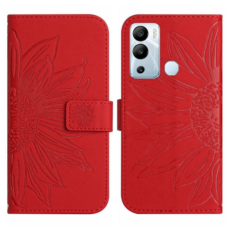 Skin Feel Custodia per cellulare in pelle con motivo a fiori di sole con cordino, For Infinix Hot 12i, For Infinix Note 10