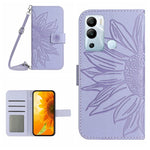 Skin Feel Custodia per cellulare in pelle con motivo a fiori di sole con cordino, For Infinix Hot 12i, For Infinix Note 10