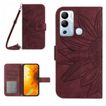Skin Feel Custodia per cellulare in pelle con motivo a fiori di sole con cordino, For Infinix Hot 12i, For Infinix Note 10