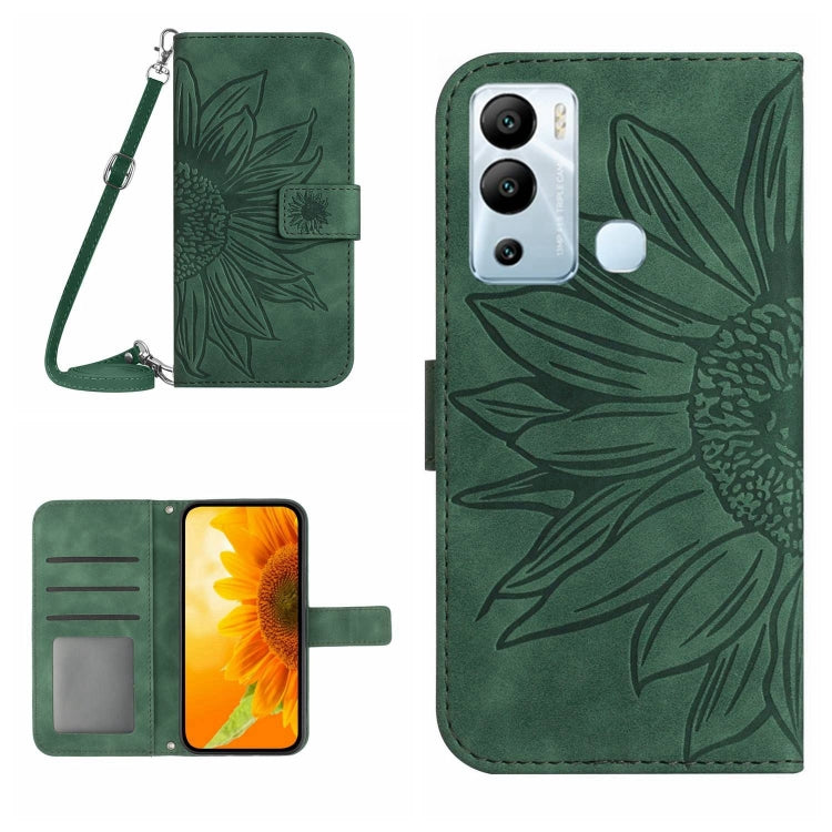 Skin Feel Custodia per cellulare in pelle con motivo a fiori di sole con cordino, For Infinix Hot 12i, For Infinix Note 10