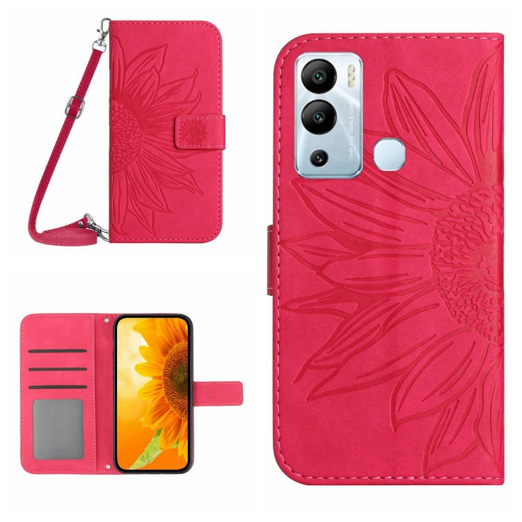 Skin Feel Custodia per cellulare in pelle con motivo a fiori di sole con cordino, For Infinix Hot 12i, For Infinix Note 10