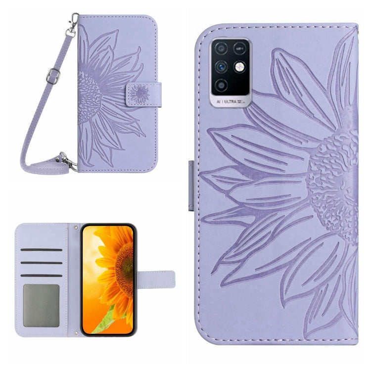 Skin Feel Custodia per cellulare in pelle con motivo a fiori di sole con cordino, For Infinix Hot 12i, For Infinix Note 10