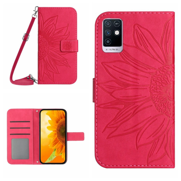 Skin Feel Custodia per cellulare in pelle con motivo a fiori di sole con cordino, For Infinix Hot 12i, For Infinix Note 10