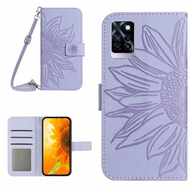 Skin Feel Custodia per cellulare in pelle con motivo a fiori di sole con cordino, For Infinix Note 10 Pro, For Infinix Note 11