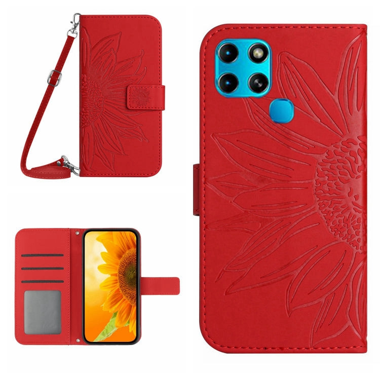 Skin Feel Custodia per cellulare in pelle con motivo a fiori di sole con cordino, For Infinix Smart 6, For Tecno Camon 17 Pro