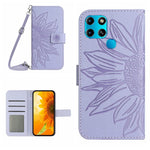 Skin Feel Custodia per cellulare in pelle con motivo a fiori di sole con cordino, For Infinix Smart 6, For Tecno Camon 17 Pro